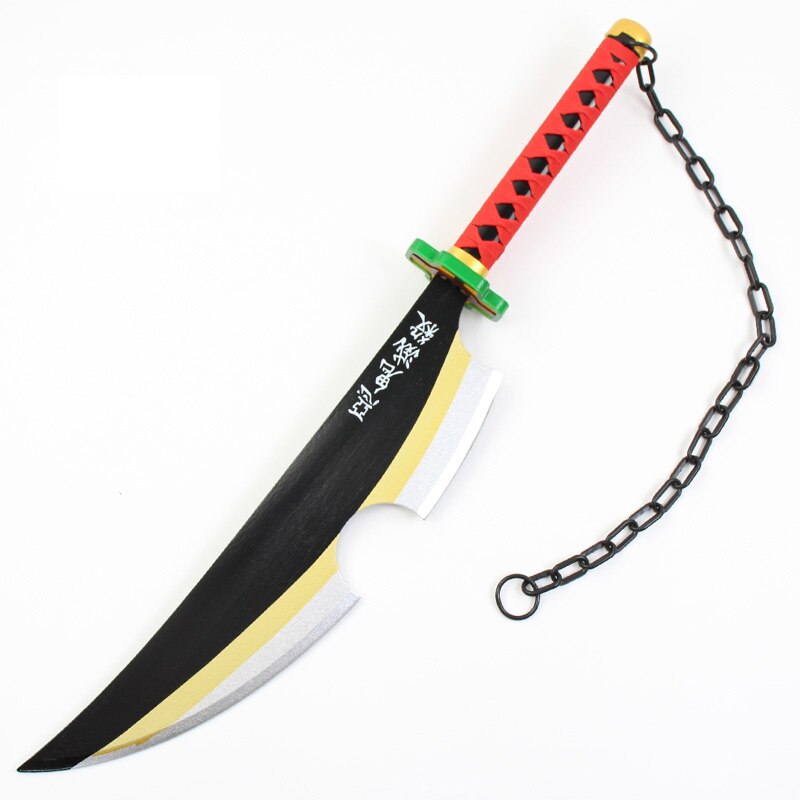 24 Hours Delivery 80CM 1 1 Demon Slayer Katana Sword Arms Uzui Tengen Sunwheel Knife Bamboo 1 - Anime Knife