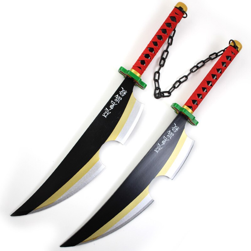 24 Hours Delivery 80CM 1 1 Demon Slayer Katana Sword Arms Uzui Tengen Sunwheel Knife Bamboo 2 - Anime Knife