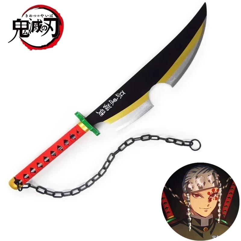 24 Hours Delivery 80CM 1 1 Demon Slayer Katana Sword Arms Uzui Tengen Sunwheel Knife Bamboo - Anime Knife